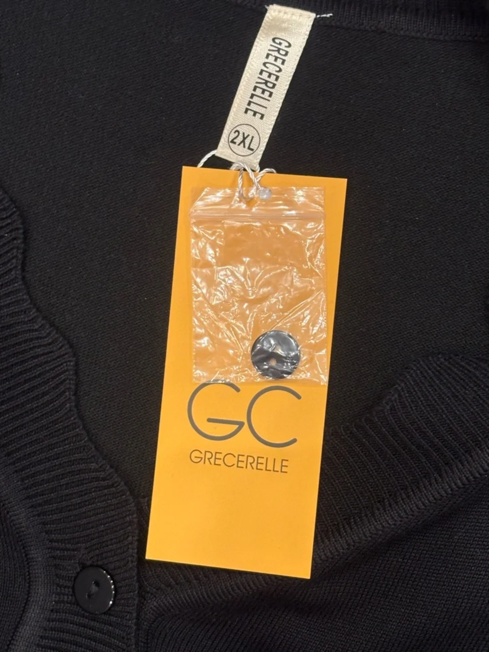 Black Scallop-Edge V-Neck Button Cardigan - Women's Sweater - Picture 5 of 6